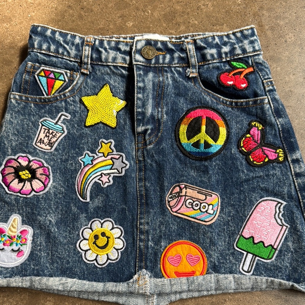 Lola + The Boys Denim Skirt with Vibrant Accents